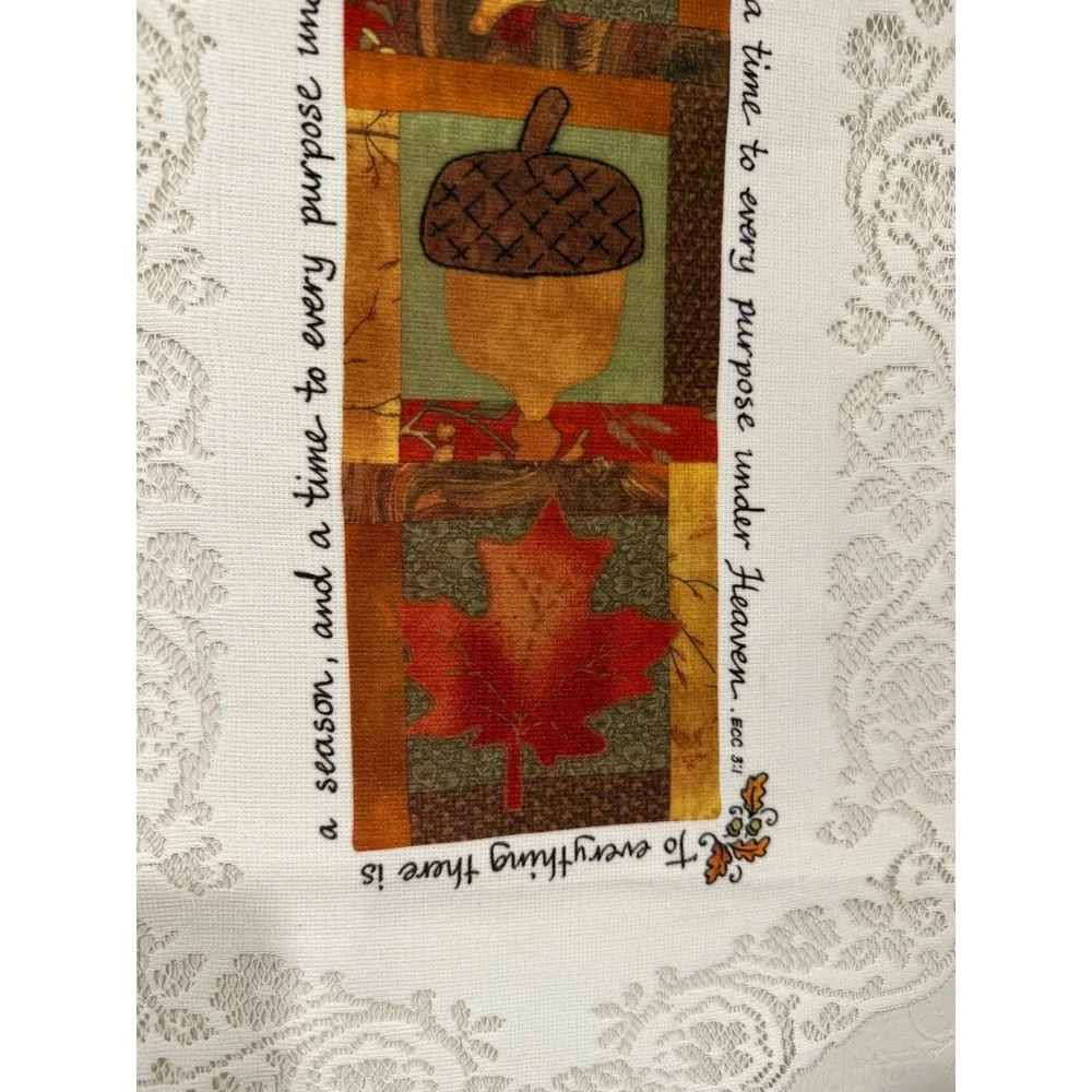 Autumn Lace Wall Hanging Ecclesiastes 3:1 Scripture Fall Decor with Wire Hanger
